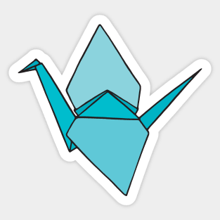 Blue Origami Paper Crane Sticker